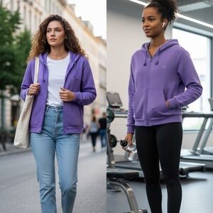 🟣 Adidas Purple Full-Zip Hoodie - Size XL - Gently Used